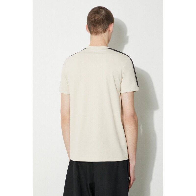 Bavlněné tričko Fred Perry Contrast Tape Ringer T-Shirt béžová barva, s aplikací, M4613.V57