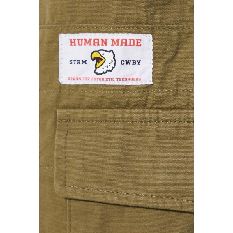 Bavlněné kalhoty Human Made Military Easy zelená barva, ve střihu cargo, HM26PT014