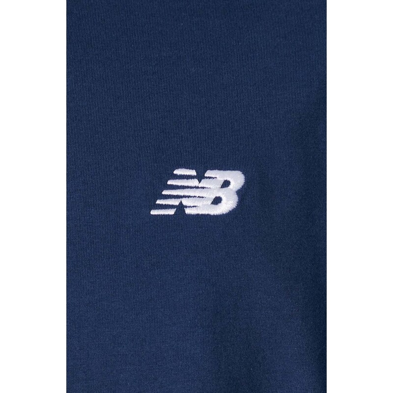 Bavlněné tričko New Balance Small Logo tmavomodrá barva, s aplikací, MT41509NNY