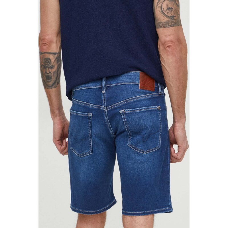 Džínové šortky Pepe Jeans pánské, tmavomodrá barva