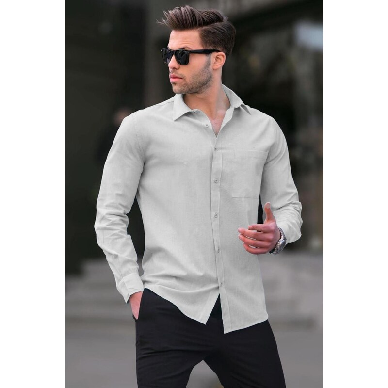 Madmext Gray Regular Fit Men's Shirt 5592
