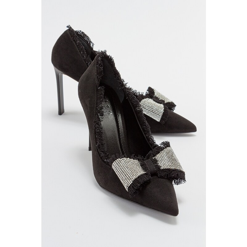 LuviShoes VEGAS Women's Black Suede Heeled Shoes