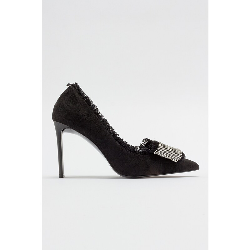 LuviShoes VEGAS Women's Black Suede Heeled Shoes