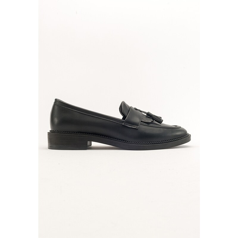 LuviShoes LILY Black Skin Women's Loafers