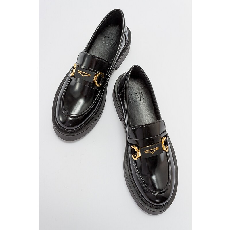 LuviShoes UNTE Women's Black Spreading Loafers