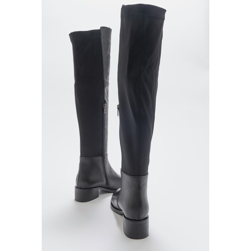 LuviShoes 1177 Black Leather Women's Boots