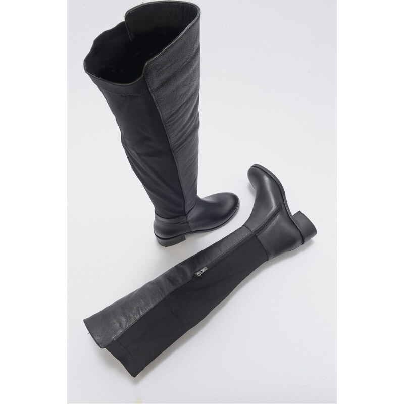 LuviShoes 1177 Black Leather Women's Boots