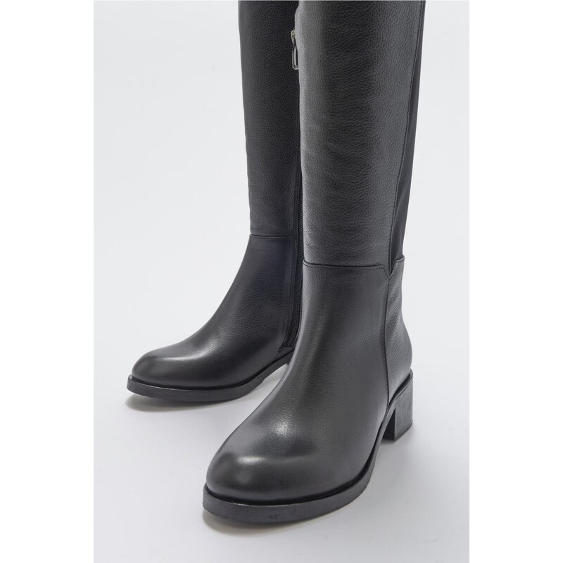 LuviShoes 1177 Black Leather Women's Boots