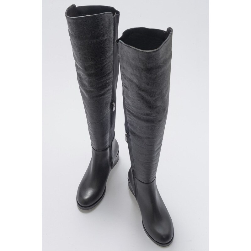 LuviShoes 1177 Black Leather Women's Boots