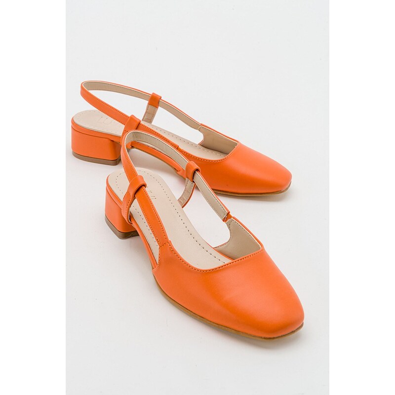 LuviShoes 66 Women's Orange Skin Heeled Sandals