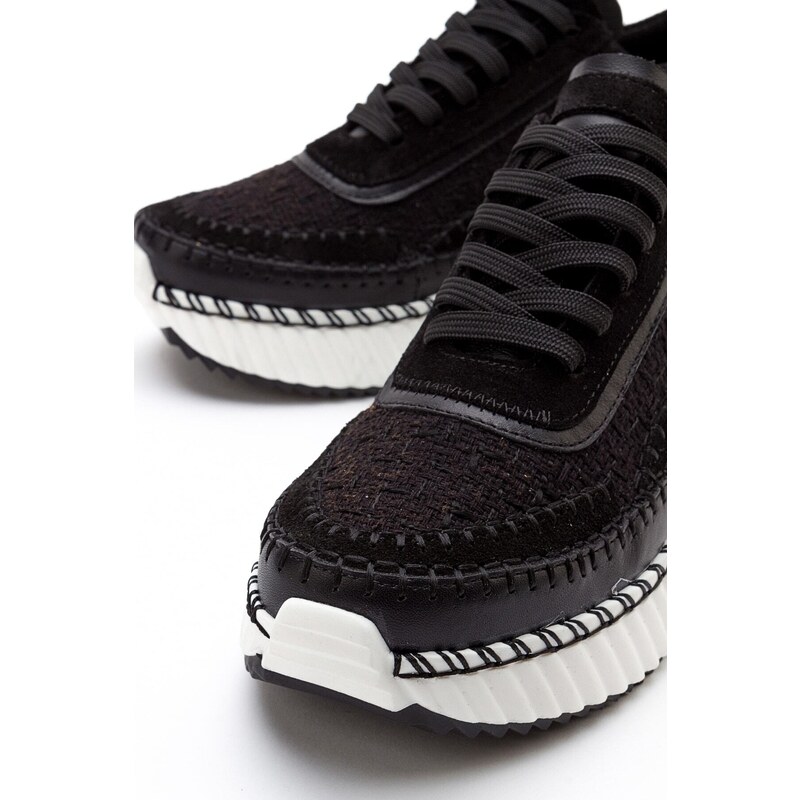 LuviShoes NANTE Black-Tweed Women's Sports Shoes