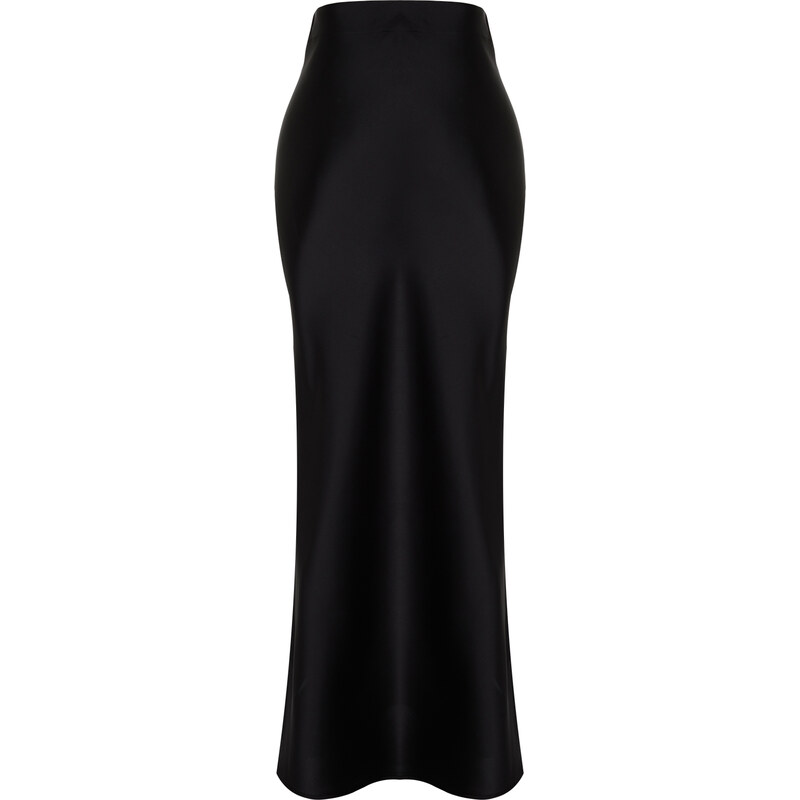 Trendyol Black Mermaid Cut Satin Maxi Length Woven Skirt