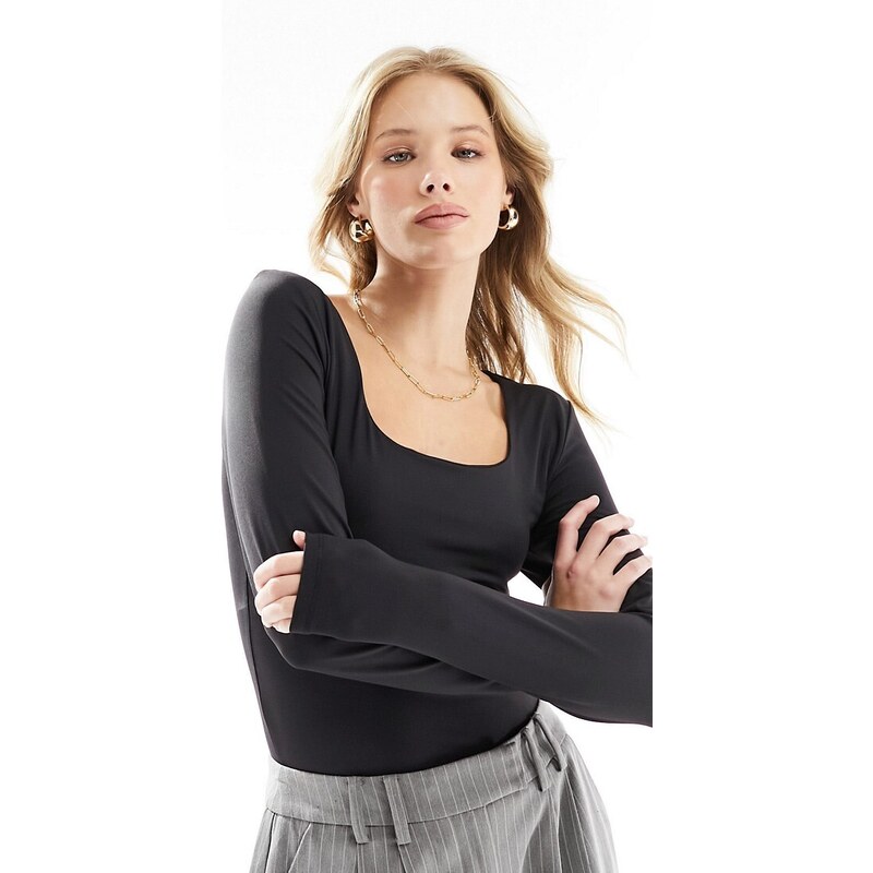 ONLY seamless reversible long sleeve top in black 89855976