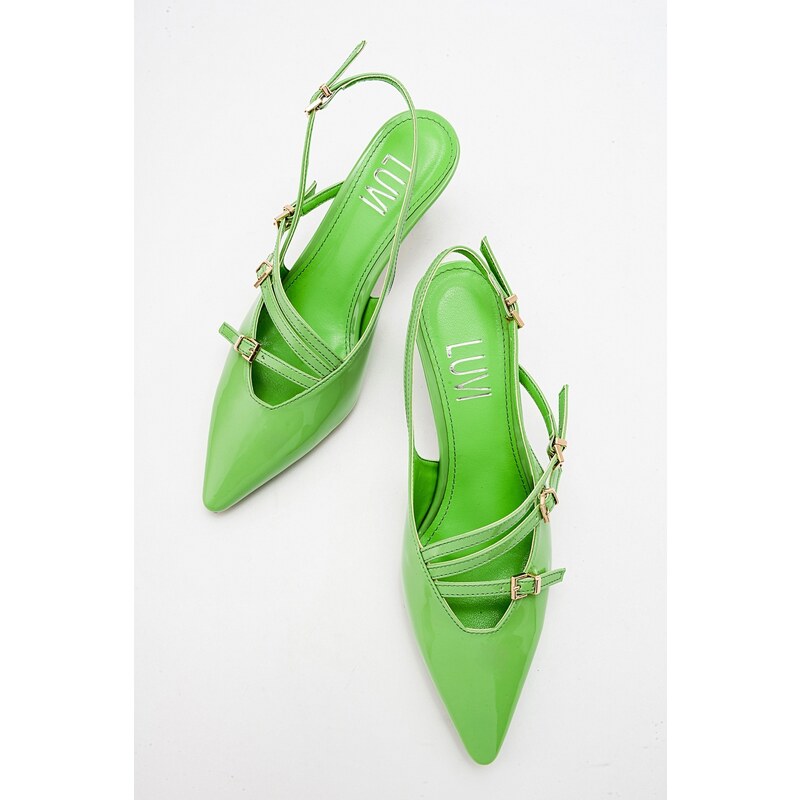 LuviShoes MAGRA Women's Green Patent Leather Heeled Shoes