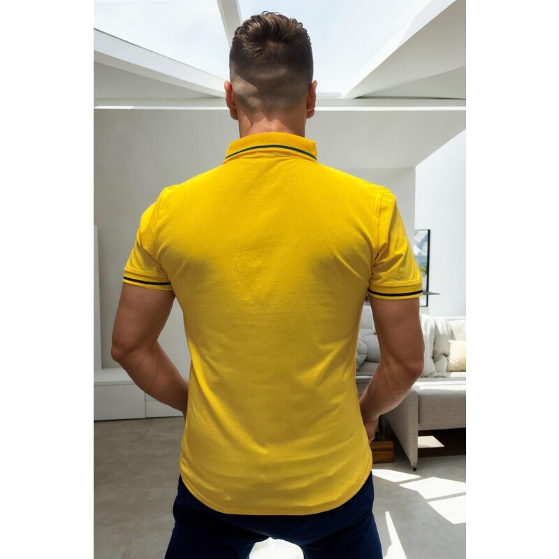 T8586 DEWBERRY MEN'S POLO NECK T-SHIRT-PLAIN YELLOW