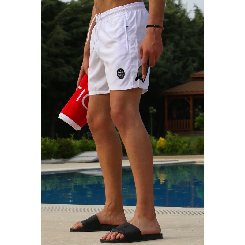 Madmext White Basic Swim Shorts 4262