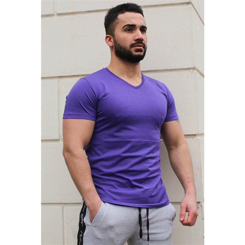 Madmext Plain Basic Purple T-Shirt 3005