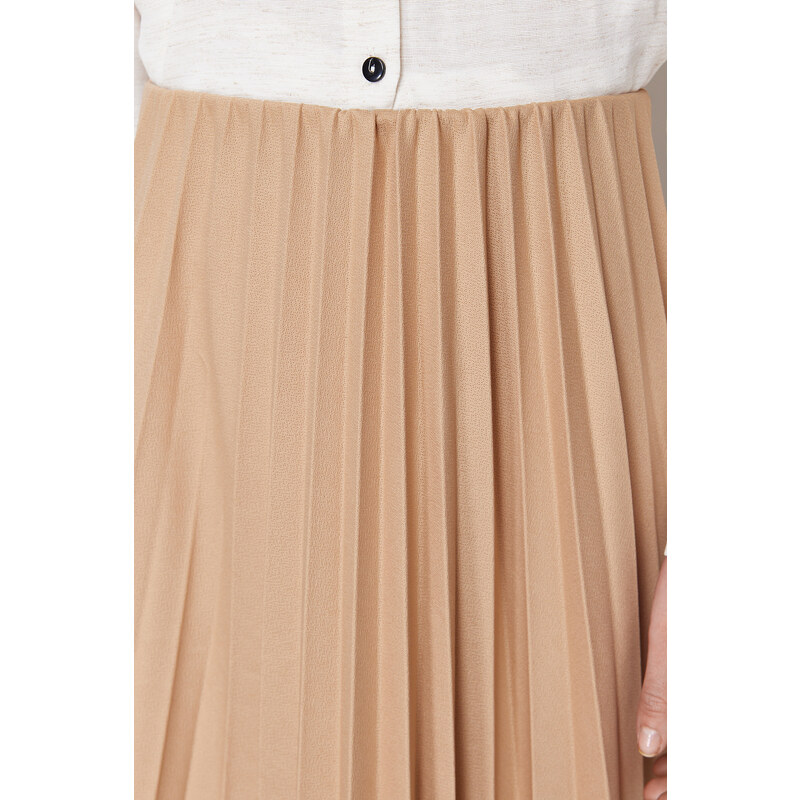 Trendyol Beige Pleated Knitted Skirt