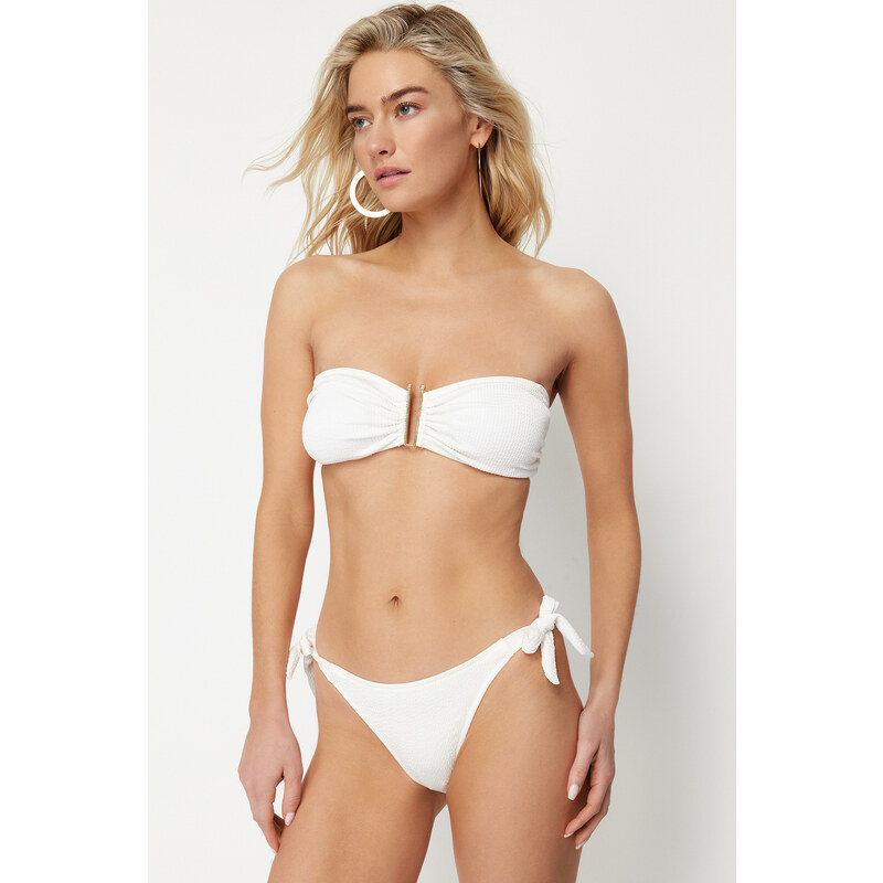 Trendyol Bridal Ecru Strapless Accessory Textured Regular Bikini Set