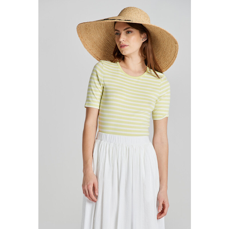 TRIČKO GANT SLIM STRIPED 1X1 RIBBED SS T-SHIRT PASTEL LIME 89868547