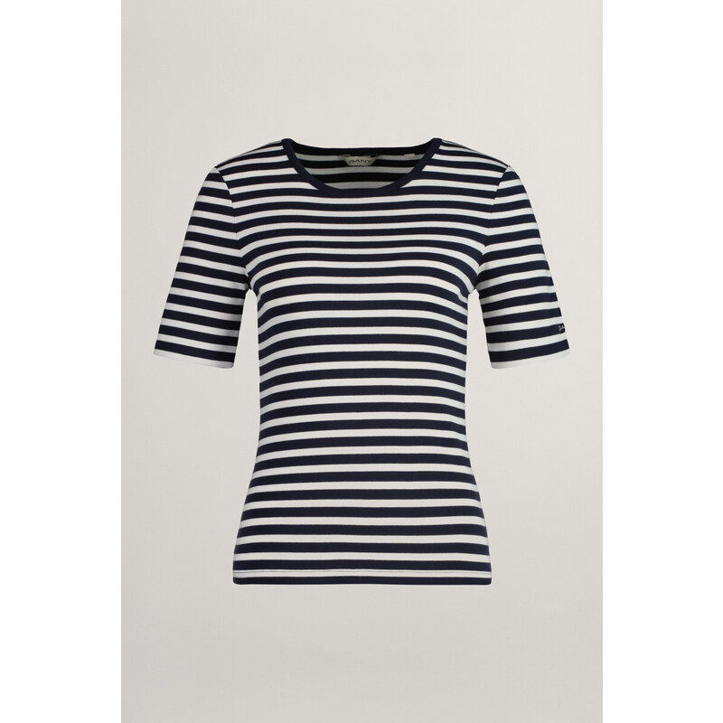 TRIČKO GANT SLIM STRIPED 1X1 RIBBED SS T-SHIRT EVENING BLUE 89868548
