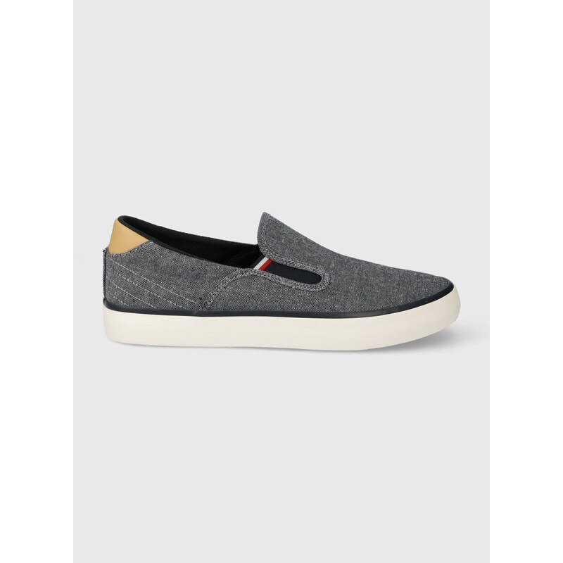 Tenisky Tommy Hilfiger TH HI VULC LOW SLIPON CHAMBRAY pánské, tmavomodrá barva, FM0FM04947