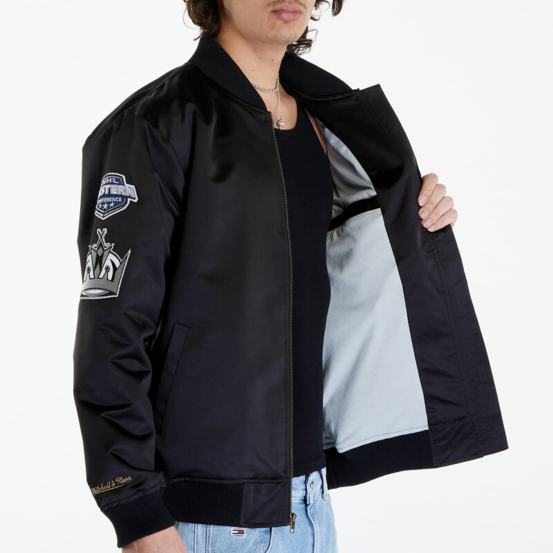 Pánský bomber Mitchell & Ness NHL Lightweight Satin Bomber Current Logo Kings Black