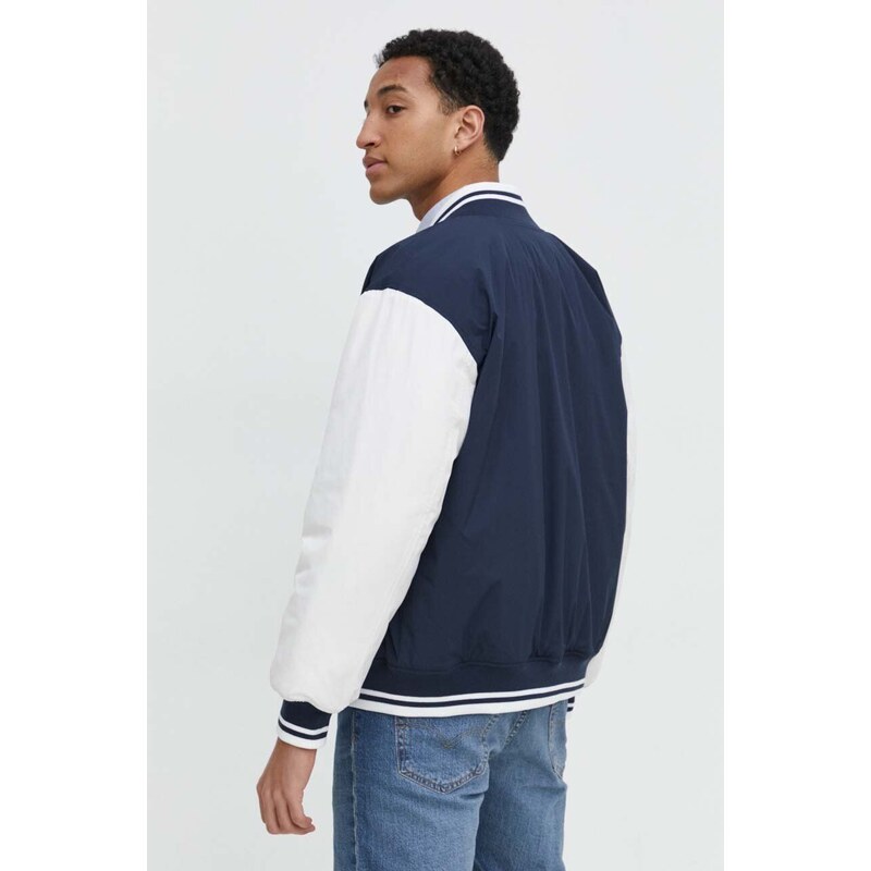 Bomber bunda Tommy Jeans tmavomodrá barva, zimní, oversize