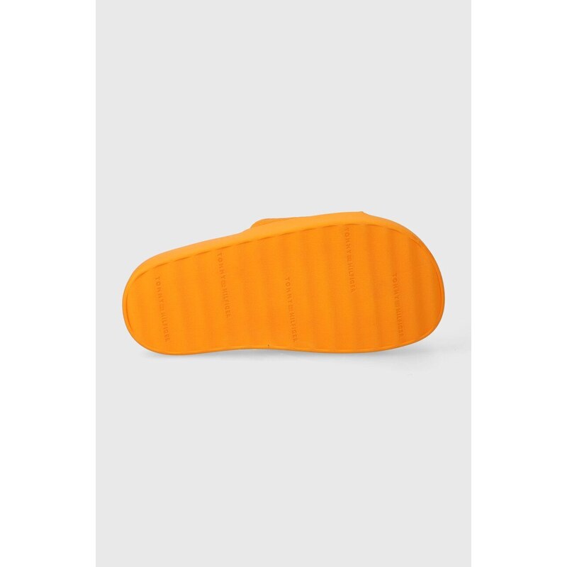 Pantofle Tommy Hilfiger TH PLATFORM POOL SLIDE dámské, oranžová barva, na platformě, FW0FW07855