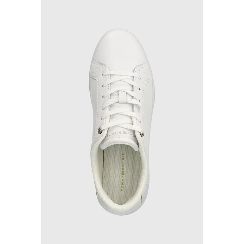 Kožené sneakers boty Tommy Hilfiger CHIC HW COURT SNEAKER bílá barva, FW0FW07813