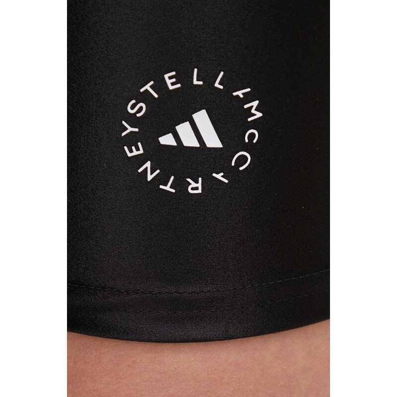 Kraťasy adidas by Stella McCartney dámské, černá barva, hladké, high waist, IN3647