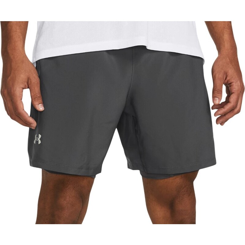 Šortky s podšívkou Under Armour UA LAUNCH 7'' 2-IN-1 SHORTS-GRY 1382641-025