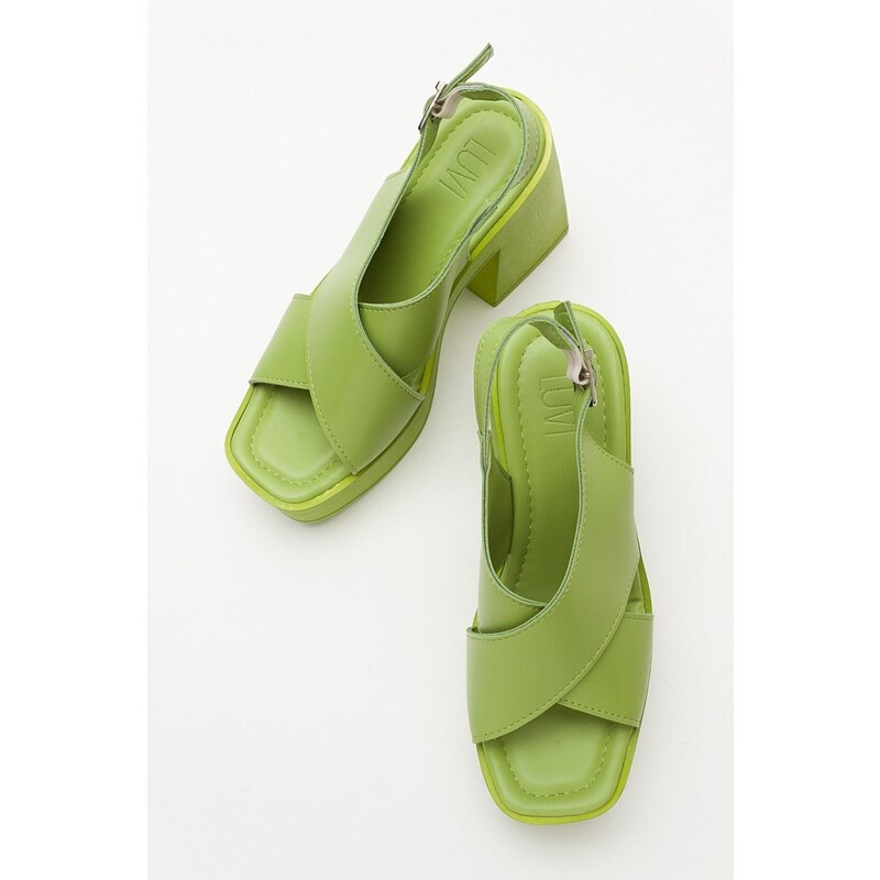 LuviShoes COVA Women's Green Heeled Sandals