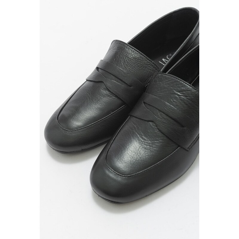 LuviShoes Peak Black Skin Women's Loafers