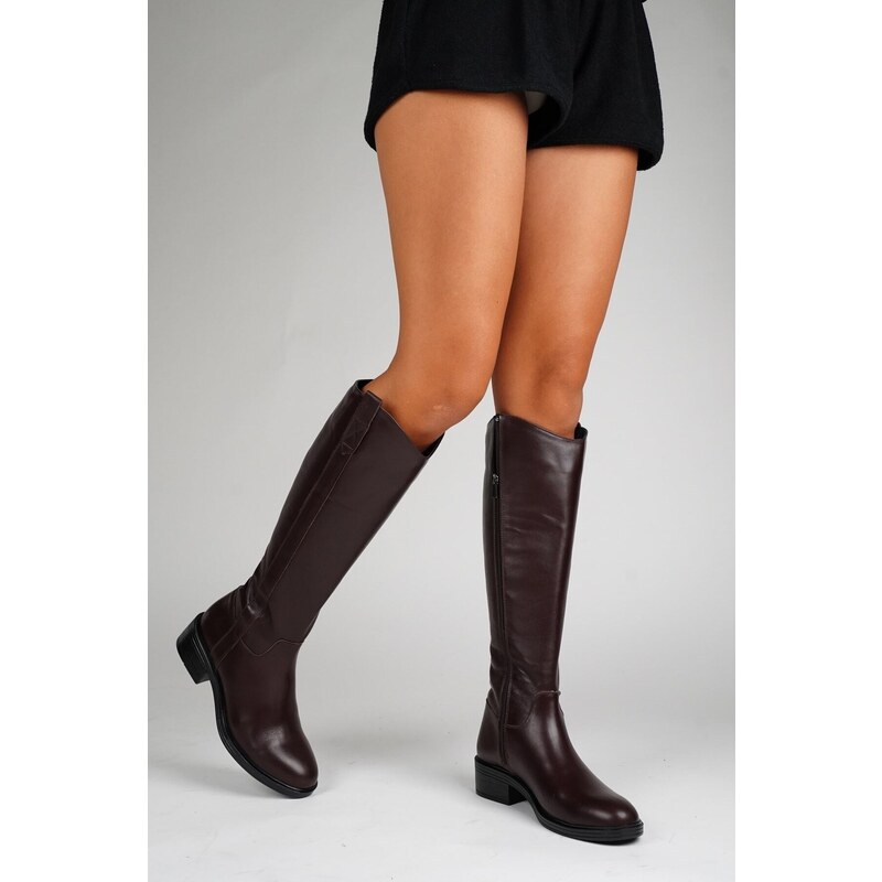 LuviShoes Acro Brown Skin Genuine Leather Women's Boots.