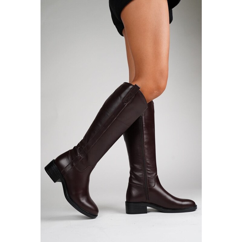 LuviShoes Acro Brown Skin Genuine Leather Women's Boots.