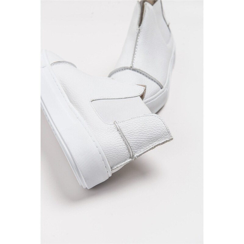 LuviShoes 110 Women's White Leather Sneakers