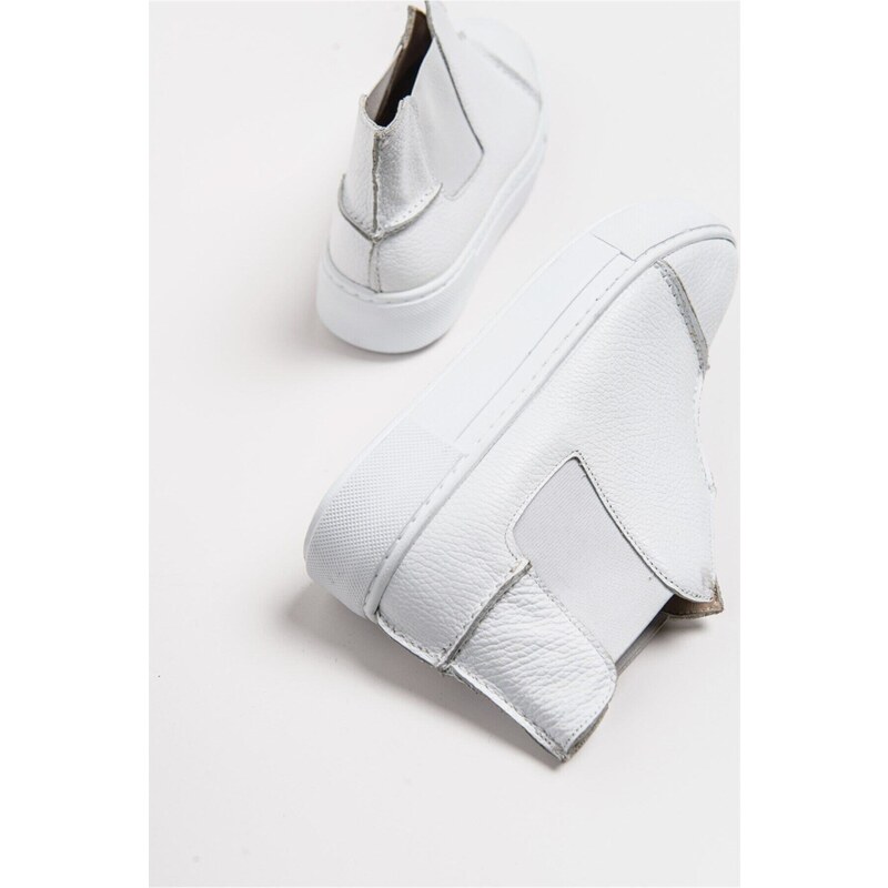 LuviShoes 110 Women's White Leather Sneakers