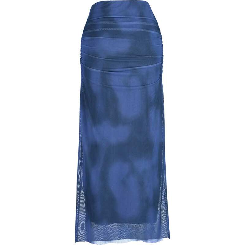 Trendyol Indigo Draped Maxi Tulle Stretch Knitted Skirt