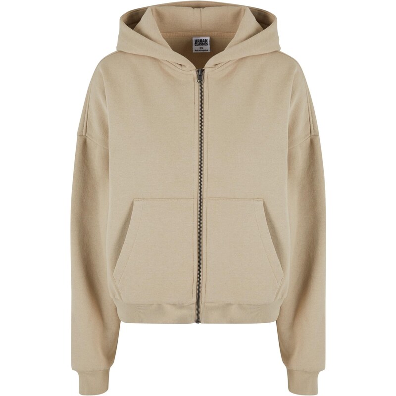 Urban Classics Dámská mMikina Boxy Zip Hoody - béžová