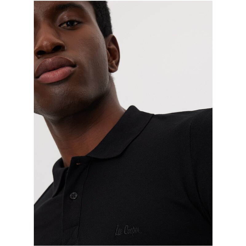 Lee Cooper Men's Black Polo T-shirt 232 Lcm 242048 Twins Black