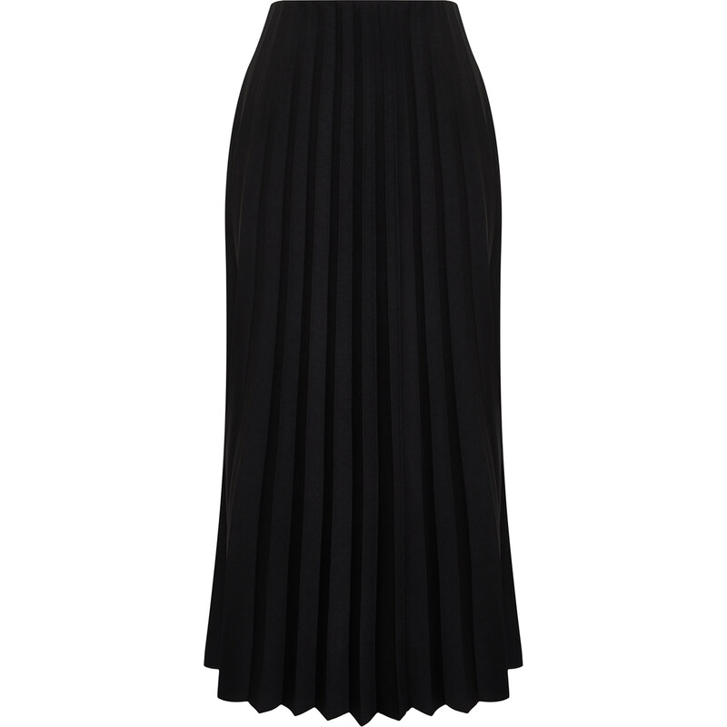 Trendyol Black Pleated Knitted Skirt