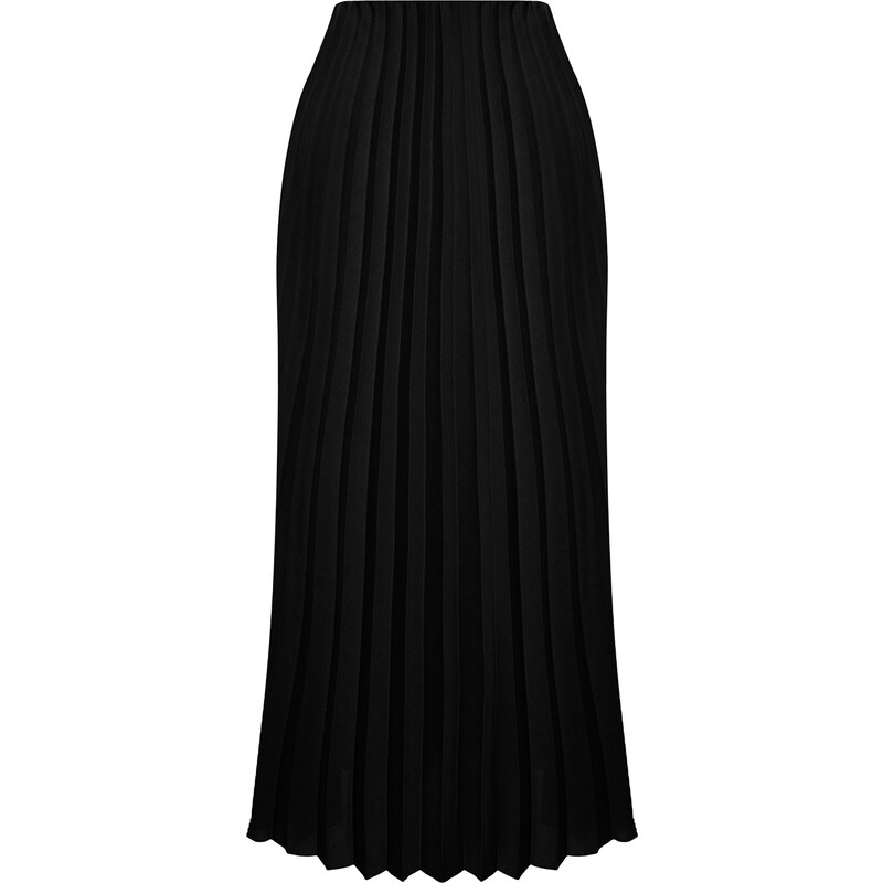 Trendyol Black Pleated Knitted Skirt