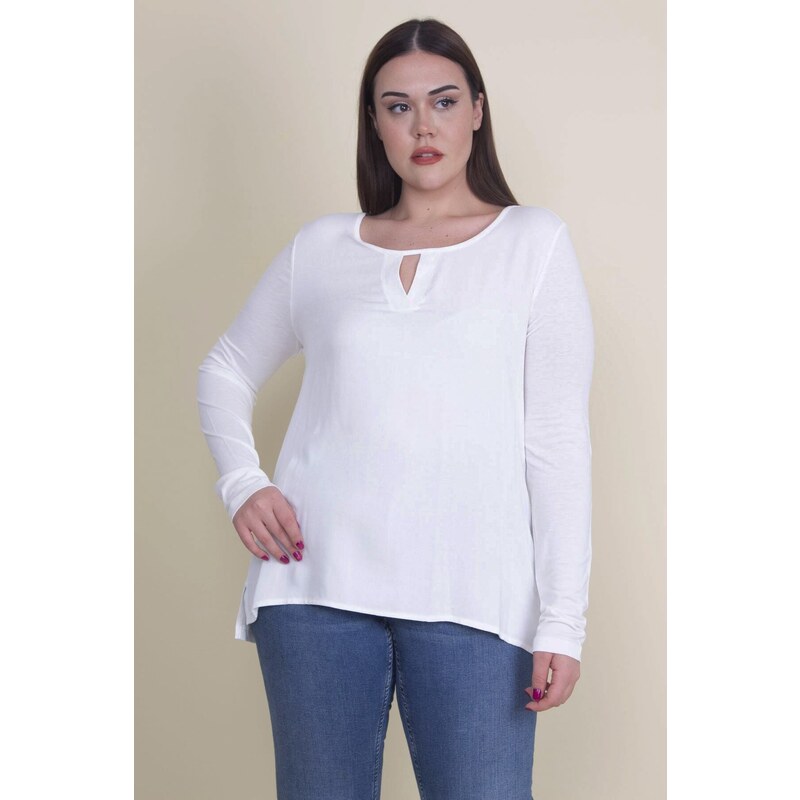 Şans Women's Plus Size Tunic with Bone Collar Detailed