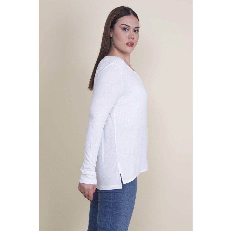 Şans Women's Plus Size Tunic with Bone Collar Detailed