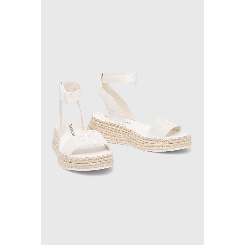 Sandály Calvin Klein Jeans SPORTY WEDGE ROPE SU CON dámské, bílá barva, na platformě, YW0YW00977