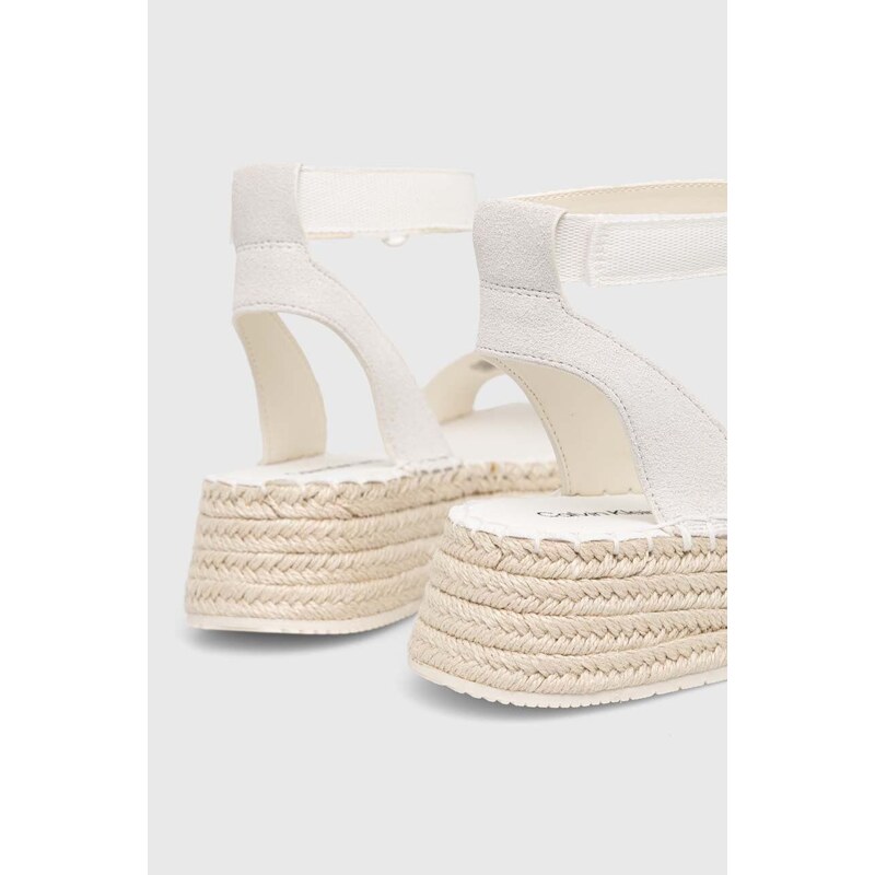 Sandály Calvin Klein Jeans SPORTY WEDGE ROPE SU CON dámské, bílá barva, na platformě, YW0YW00977