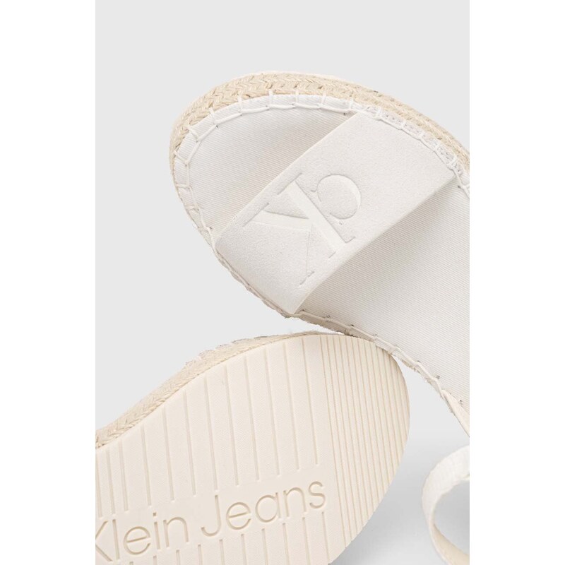 Sandály Calvin Klein Jeans SPORTY WEDGE ROPE SU CON dámské, bílá barva, na platformě, YW0YW00977