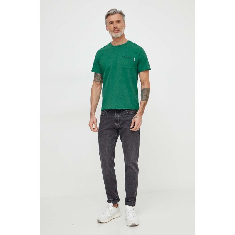 Bavlněné tričko Pepe Jeans Single Carrinson zelená barva