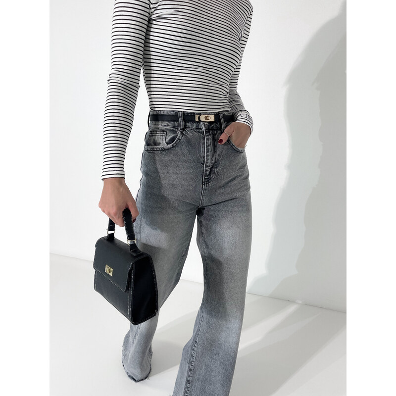 Grey sale HIGH WAIST ŠIROKÉ DŽÍNY grey - pro vysoké postavy